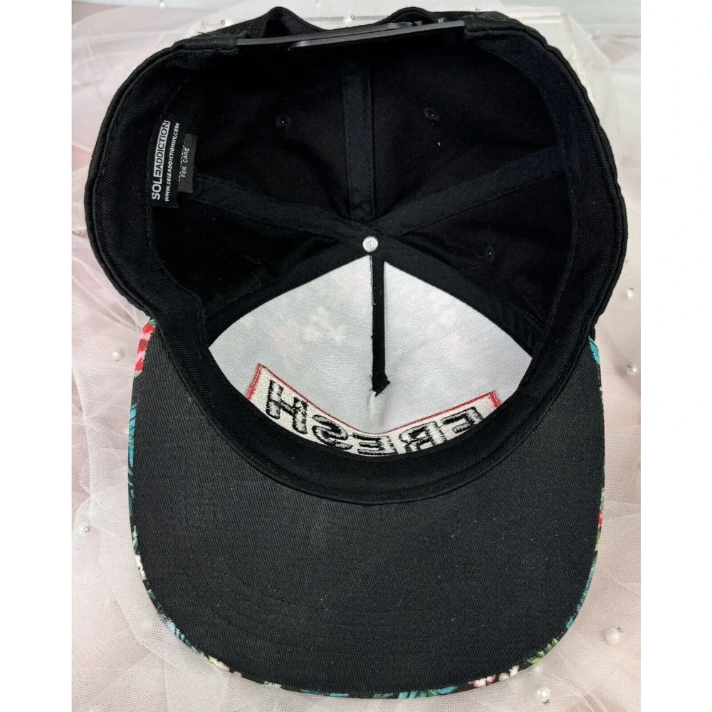 Sole‎ Addiction Fresh Floral Black Snapback Baseball Cap Hat Womens Tropical